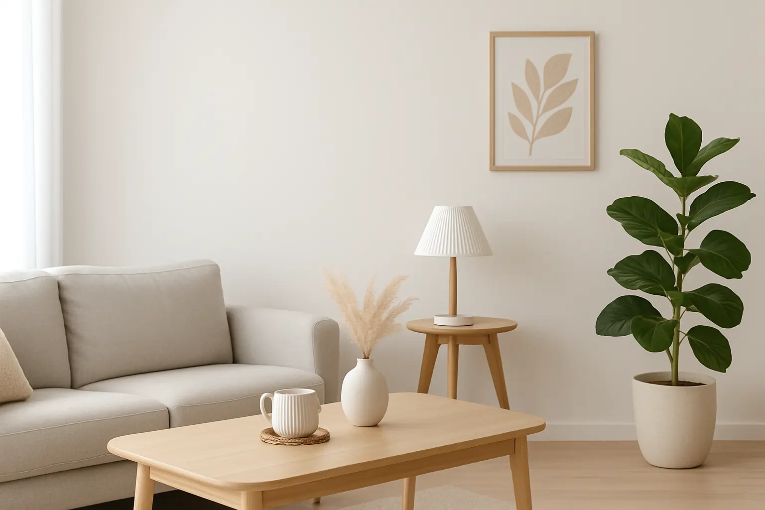 A calm, minimal home interior reflecting the impact of daily minimalist habits on lifestyle